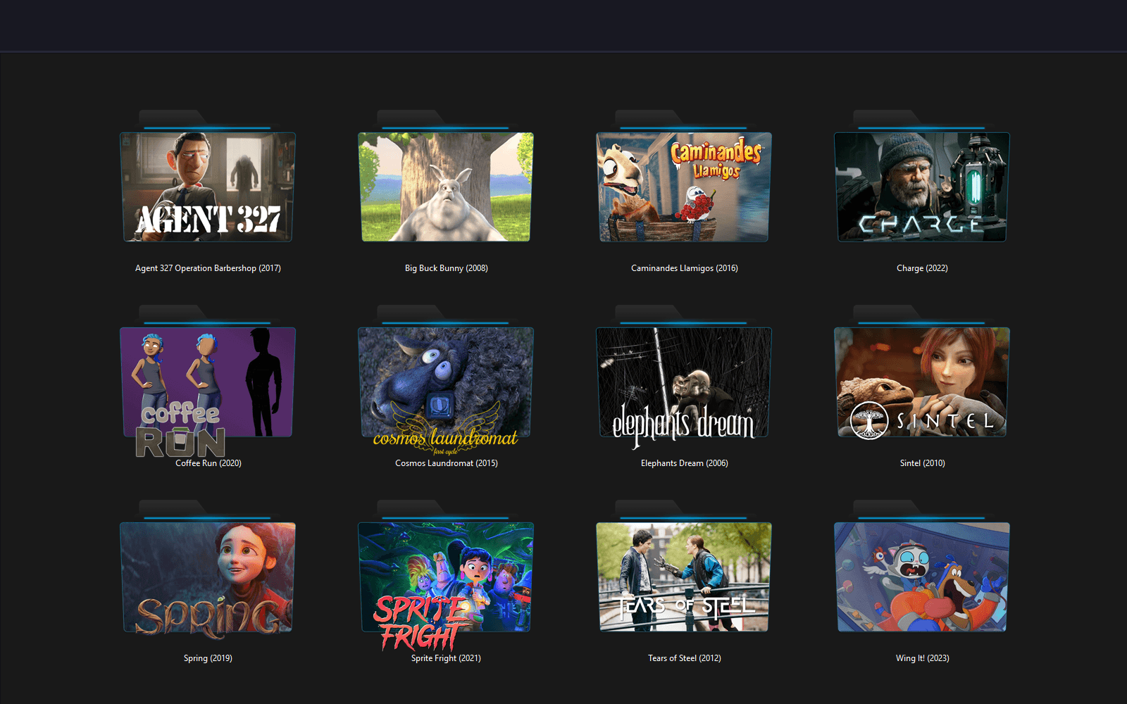 The same folders with Crynet Showcase artwork icons applied
